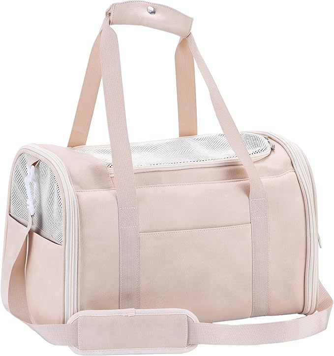Fashion Leather Dog Carrier Cat Carrier Airline Approved Pet Carrier for Small Medium Dogs Cats Under 15Lbs