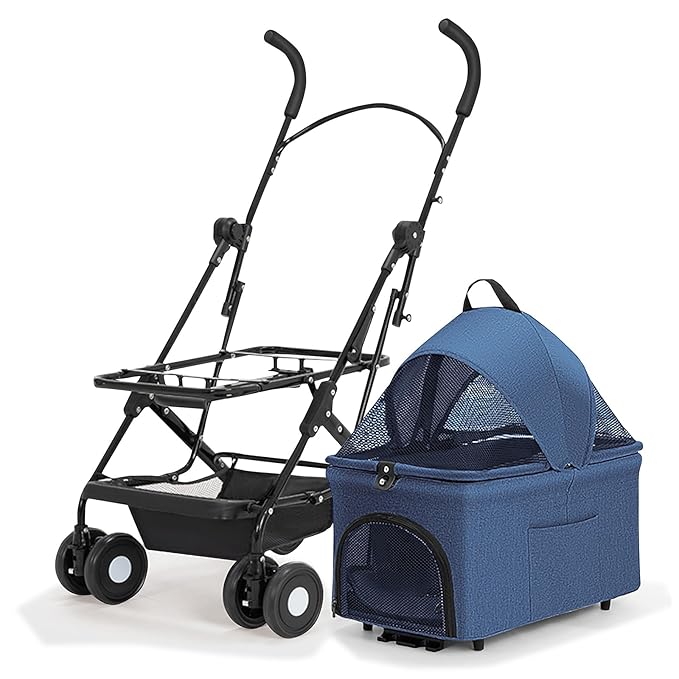 3 in 1 Dog Stroller 4 Wheels Folding