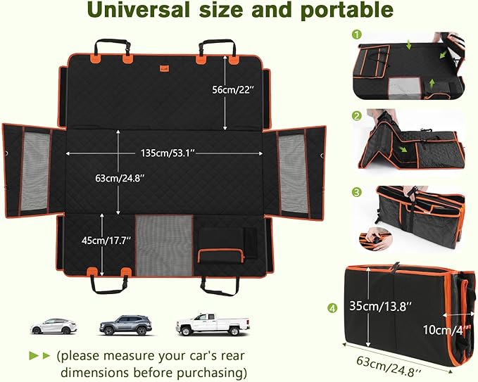 Pecute Back Seat Extender for Dogs Hard Bottom