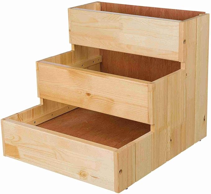 TRIXIE Indoor Wooden 3-Step Pet Stairs with Storage Compartments for Pet Toys