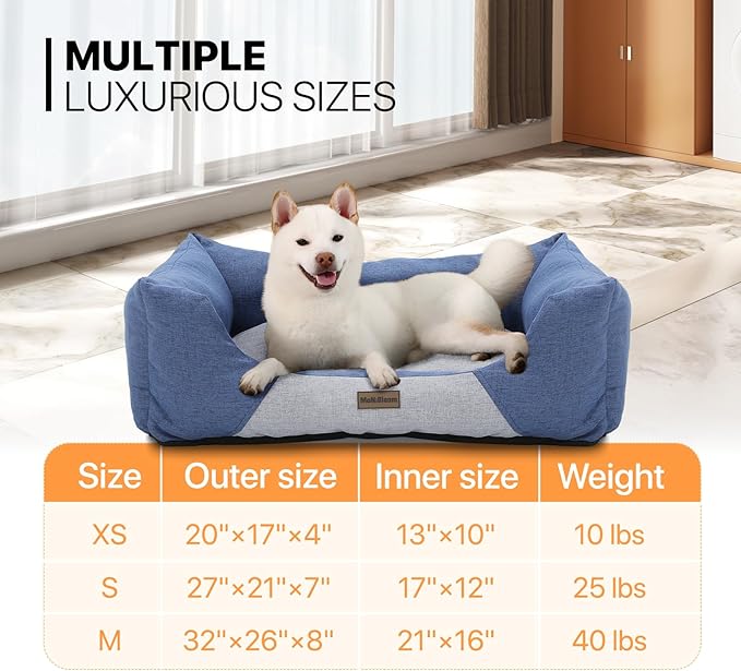 MoNiBloom 32"x26"x8" Dog Beds for Large Size Dogs Machine-Washable Linen-Like Fabric Pet Beds Warming Cozy Soft Bed for Dogs and Cat