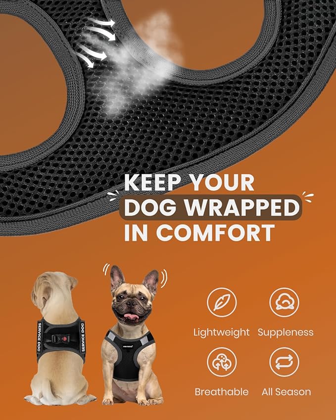 FAYOGOO Service Dog Vest for Medium Breed 6PCS Removable