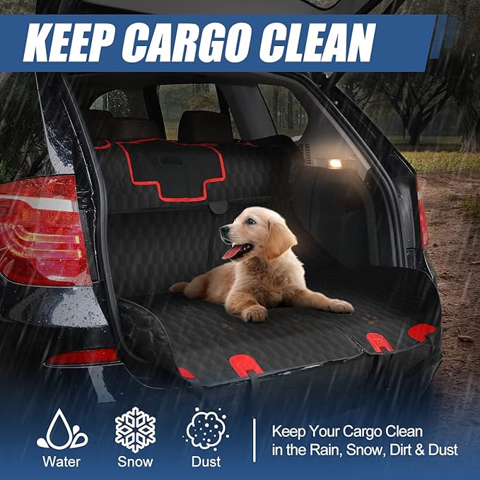 Auto Dynasty Hammock Style Waterproof Pet Dog Back Seat Protector Cover with Center Mesh Window and Anti-Slip Padding for Cars