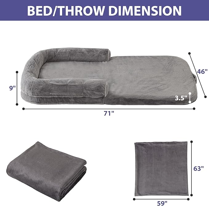 Human Dog Bed for Adult 71" x 46" x 9"