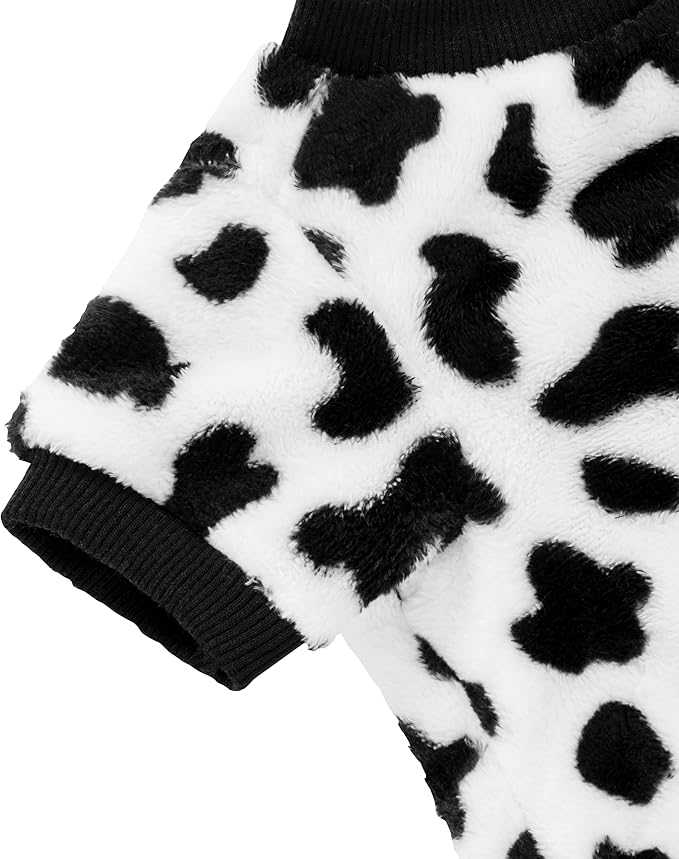 Halloween Pet Dog Costume Cute Soft Cotton Puppy Pajamas Autumn Winter Pet Warm Coat Jumpsuit Clothes for Small Dogs and Cats (Cow Spot Pattern