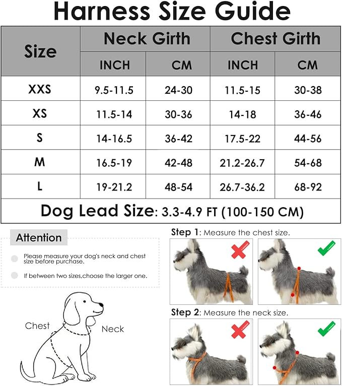 Lukovee Dog Harness and Leash Set 4ft Lightweight