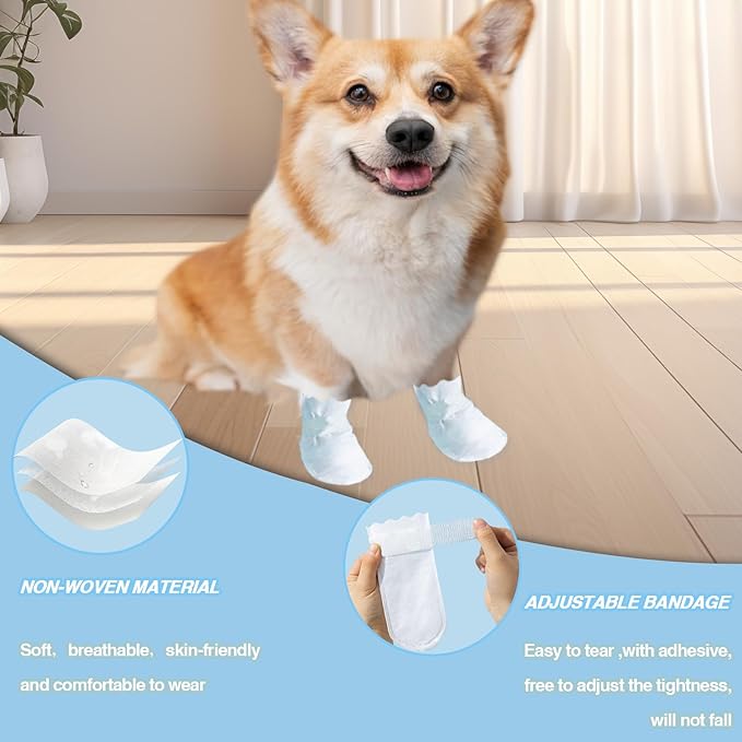 20pcs Disposable Dog Shoes for Medium Dogs, Dog Booties and Paw Protectors, Dog Disposable Foot Covers for Outdoor (M)