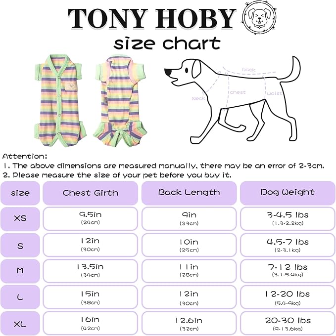 TONY HOBY Dog Pajamas 4 Legged