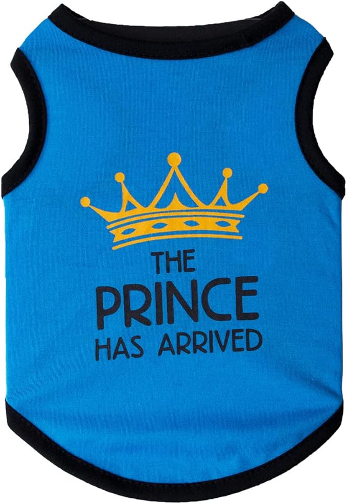 Dog Shirt 3 Pcs Summer Cotton Vests for Small Dog Cats Boy Girl (Prince, Large)
