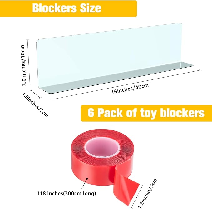 Under Bed Blocker for Pets Dogs 6 Pack 3.9 Inches High Toy Blocker