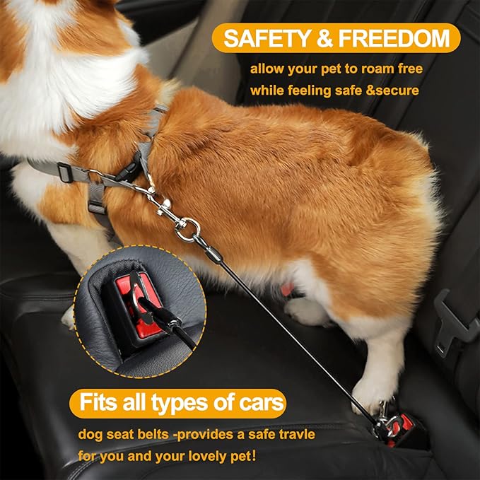 Dog Car Harnesses.Dog Car Seatbelt Made of Coated (40 inch/100