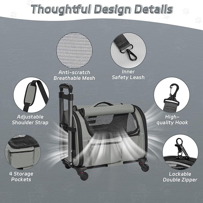 Cat Carrier with Wheels 20 lbs,