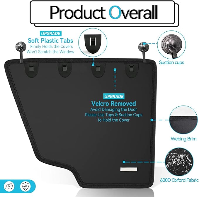 Durapower Dog Car Door Protector丨2 Pack Extra Big 600D Black