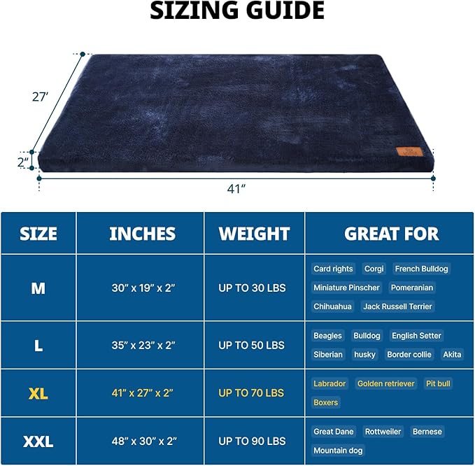 Memory Foam Dog Crate Pad 42-inch Dog