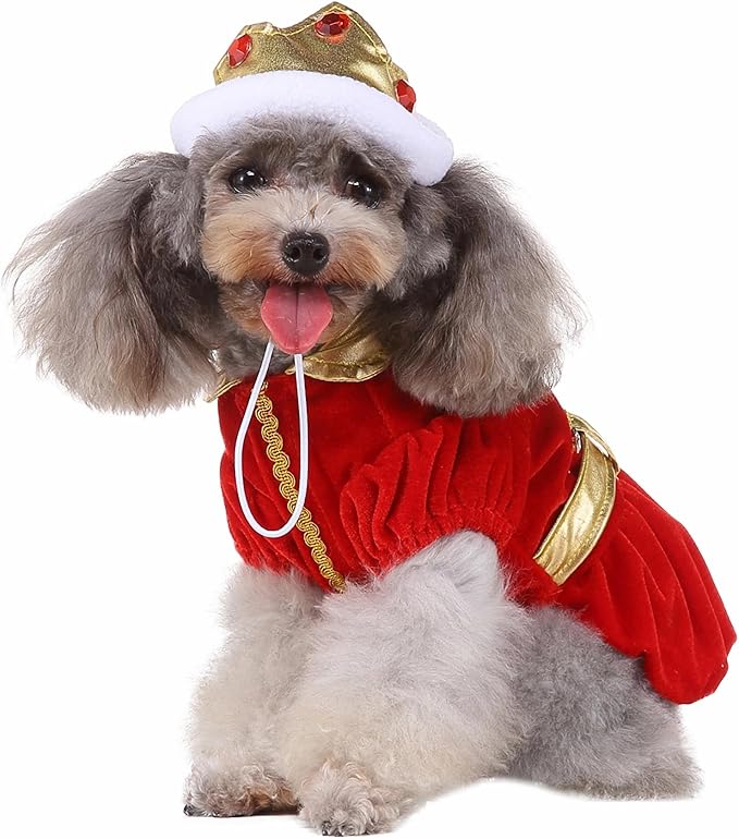 Yoption King Dog Cat Costumes with Crown Hat
