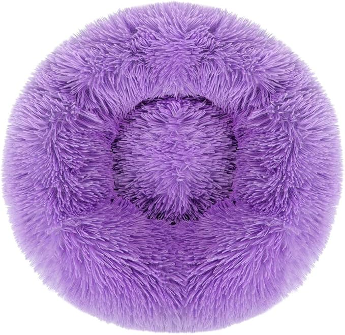 otoez Kitten Puppy Bed Extra Small XS Round Dog Cat Beds Anti Anxiety Plush Pet Calming Donut Bed with Non-Slip Waterproof Bottom (15.7", Purple)