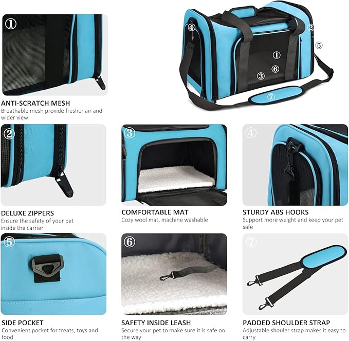 Henkelion Pet Carrier for Small Medium Cats Puppies up to 15 Lbs