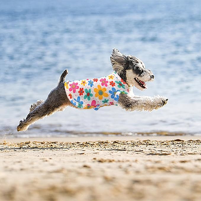 PET SHOW 4 Pack Cooling Dog Shirts Puppy Summer Clothes Paisley Vest Paw Printed Sleeveless Cats Doggies Floral T-Shirts Plaid Tank Top Tee for Small Medium Dogs (XL, Pink for Girls)