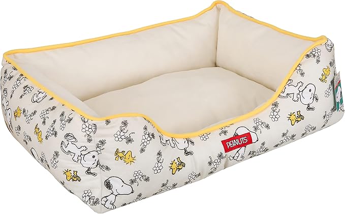 Snoopy & Woodstock Cuddler Dog Bed in Beige 24" x 19" x 8"