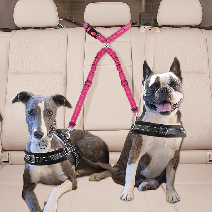 Yuehuam Dog Car Seat Belt 2023 Pet 2 Dogs, 360 Degree