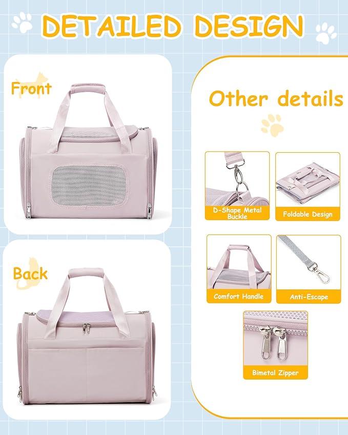 Cat Carrier Soft 20lbs, Collapsible