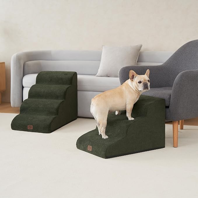 EHEYCIGA Curved Dog Stairs for Small Dogs 15.7" H 3-Step Dog