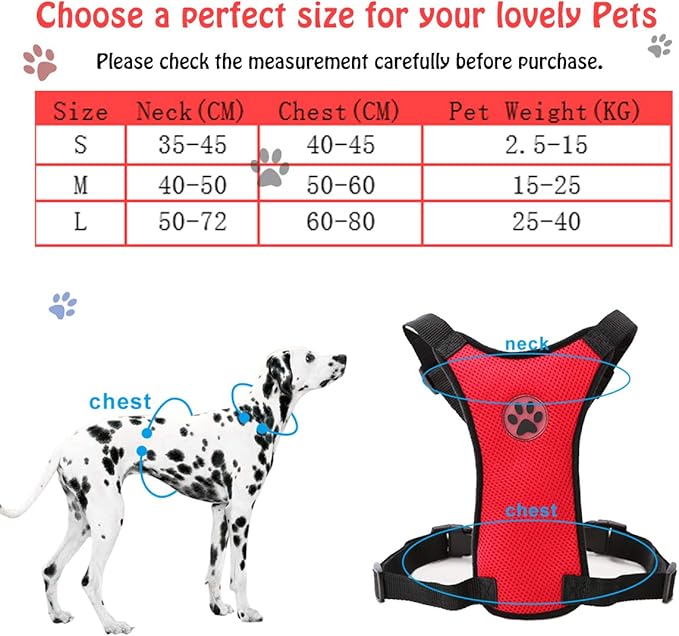 MASO Dog Safety Car Vest Harness Pet Dog Adjustable Car Mesh Harness Seat Belt Travel Strap Vest with Car Seat Belt Lead Clip for Trip