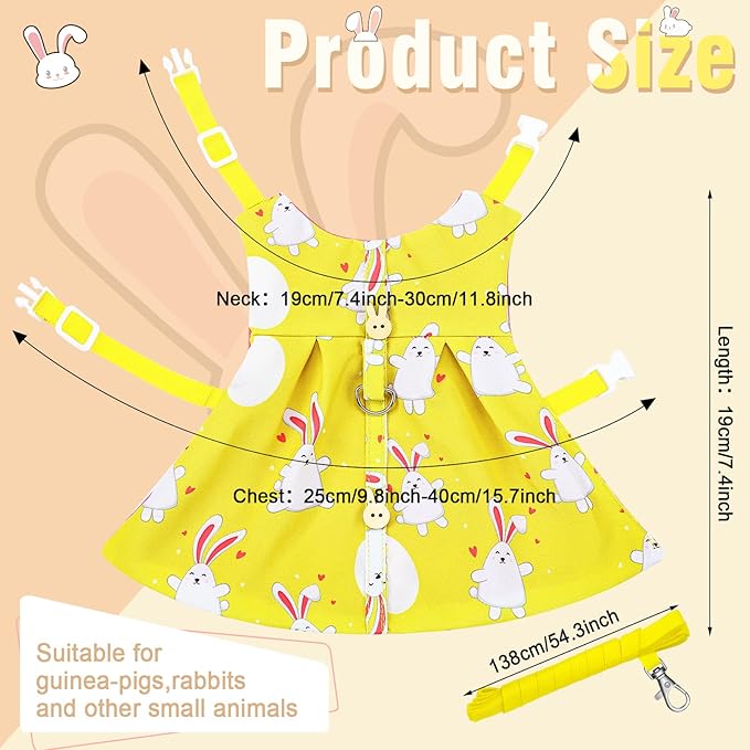 3 Piece Cute Rabbit Leash and Harness Set