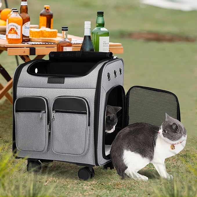 Wheeled Pet Carrier Backpack Breathable Pet Carrier