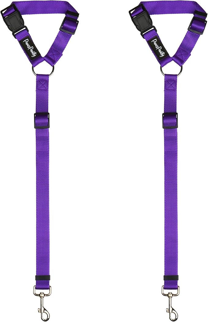 PawsPawty 2 Pack Headrest Dog Car Safety Seat 2-in-1 Leash