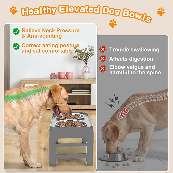 Elevated Dog Bowls 4 Height 2 Thick 50oz Stainless 3.7", 9.2", 10.75", 12.36"