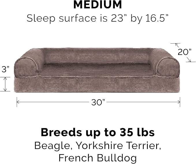 Furhaven Replacement Dog Bed Cover Faux Fur & Velvet Sofa-Style