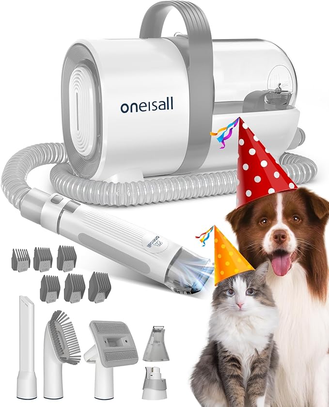 oneisall Dog Hair Vacuum & Dog Grooming Kit 1.5L Dust 7 Pet
