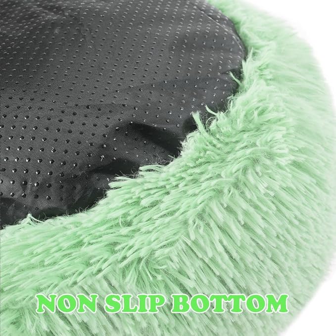 otoez Kitten Puppy Bed Extra Small XS Round Dog Cat Beds Anti Anxiety Plush Pet Calming Donut Bed with Non-Slip Waterproof Bottom (15.7",Teal)