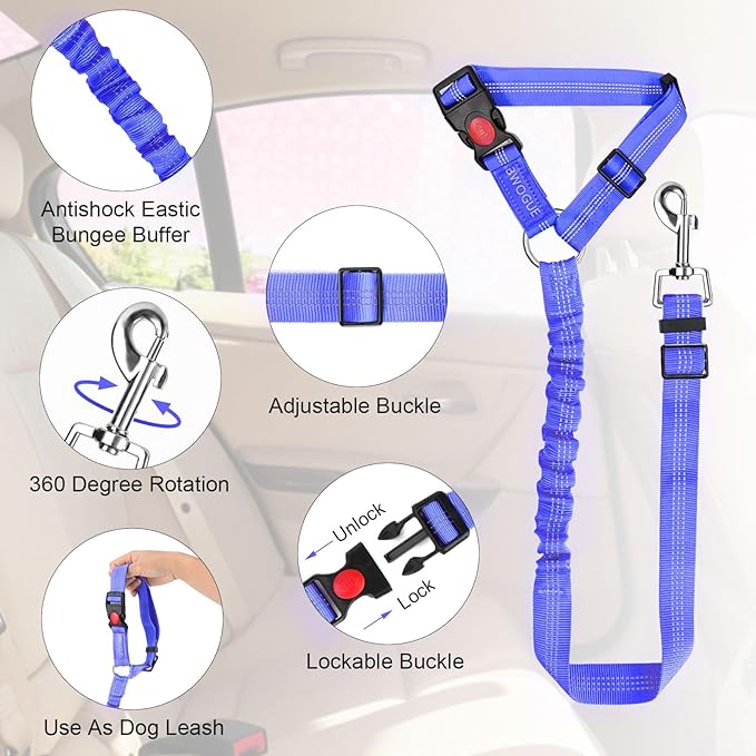 BWOGUE Pet Dog Cat Seat Belts (1 Pack)