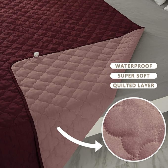 SPXTEX Dog Bed Cover Washable Pee Pads Dog Blankets for Puppy Large Dog Cat 1 Piece(52"x82",Burgundy+Pink)