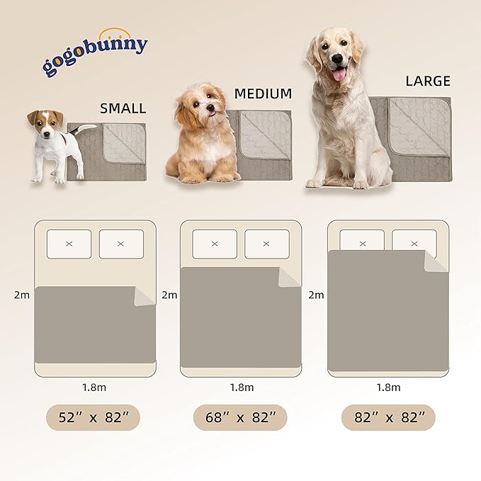 gogobunny 100% Double Sided Waterproof Dog Blanket Soft Pet Bed Cover Reversible Protect Furniture Couch Sofa Car for Puppy Large Dog Cat (Dark Stone/Light Stone 68x82 Inch 1))