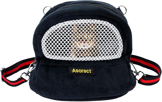 Guinea Pig Carrier Fleece Sugar Glider Bonding Pouch Soft Comfortable Going Out Small pet Travel Sleeping Bag with Adjustable Strap, Breathable Mesh Window and Removable Mat for Hedgehogs, Kittens