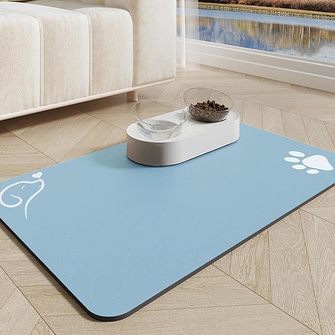 Absorbent Dog Bowl Mat for Food and Water-