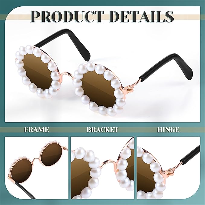 Dog Sunglasses Retro Pet Glasses Doll Glasses Classic Round Dog Glasses Metal Cat Puppy Eye Wear Hippie Costumes for Cats and Dogs