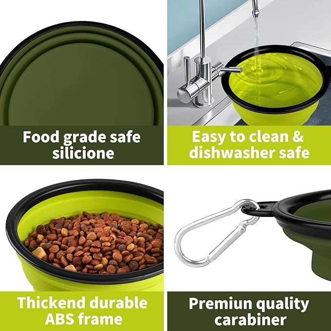 COOYOO Collapsible Dog Bowl 2 Pack 2 Carabiners