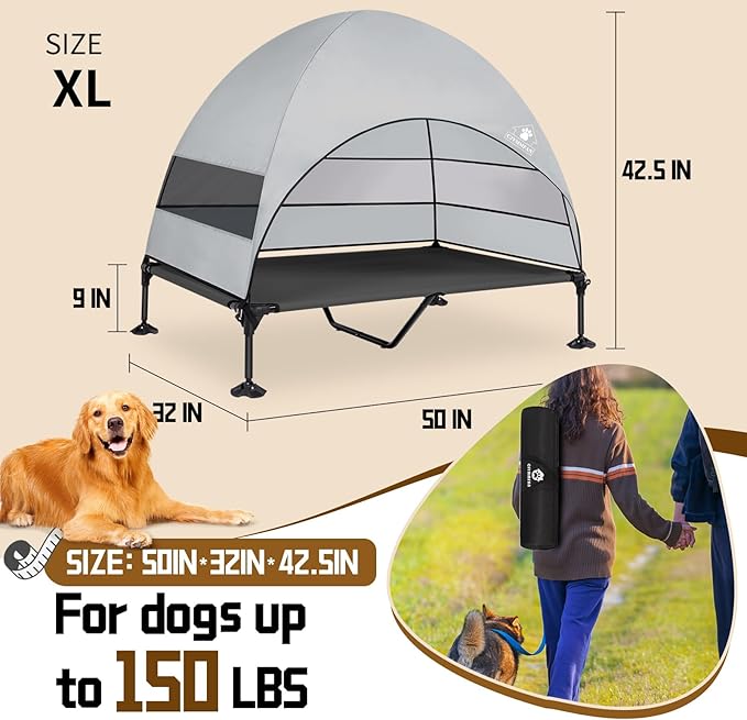 Elevated Dog Bed with 2024 Newest Canopy