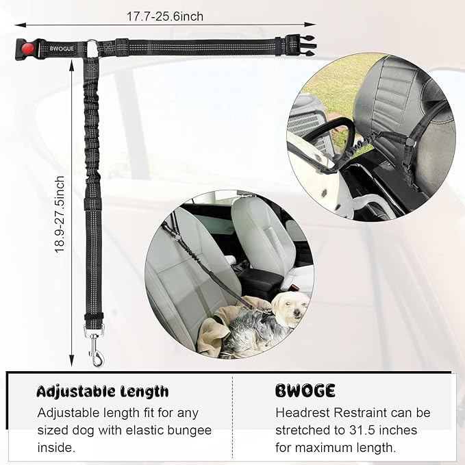 BWOGUE 2 Packs Dog Cat Safety Seat Belt