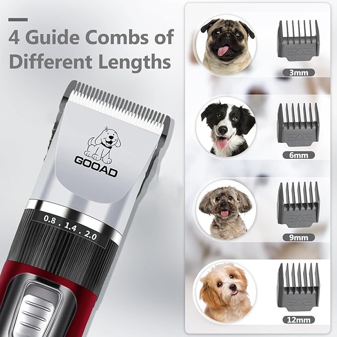 Dog Clippers Grooming Kit Hair Clipper -4 in 1Low Noise -Rechargeable-Cordless Quiet Paw Trimmer Nail Grinder