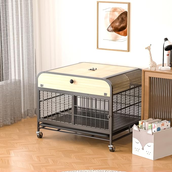 Small Dog Crate Furniture with Wheel 2024 Small 20Lbs