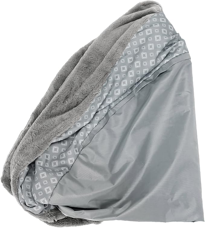 Furhaven Replacement Donut Dog Bed Cover Plush & Diamond Print Calming Cuddler