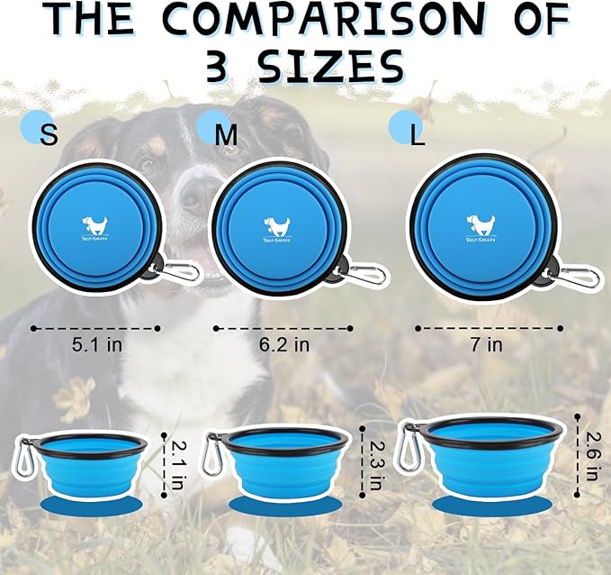 Rest-Eazzzy Large Collapsible Dog Bowls 1000 ml 2-Pack Dog 2 Carabiners,