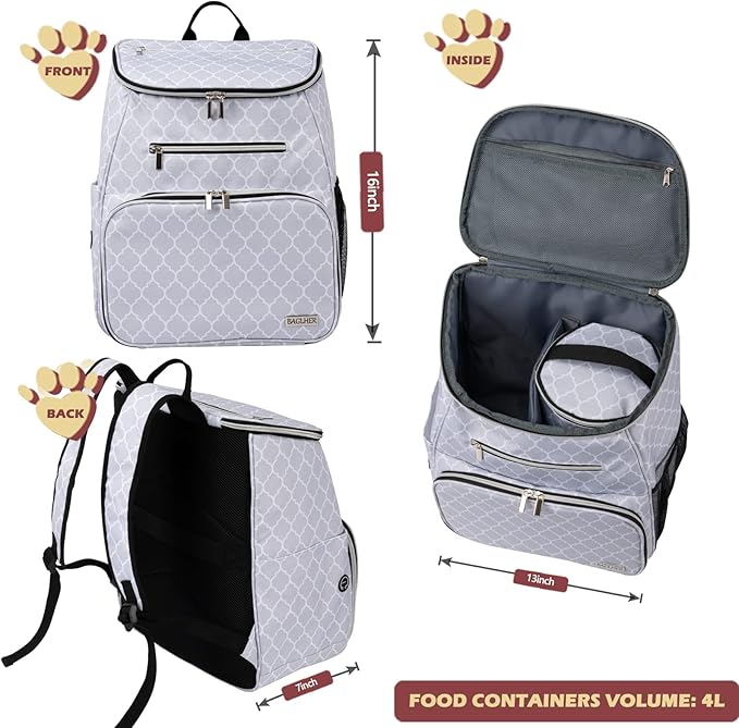 BAGLHER Dog Travel Bag Backpack 2 Silicone 2 Food