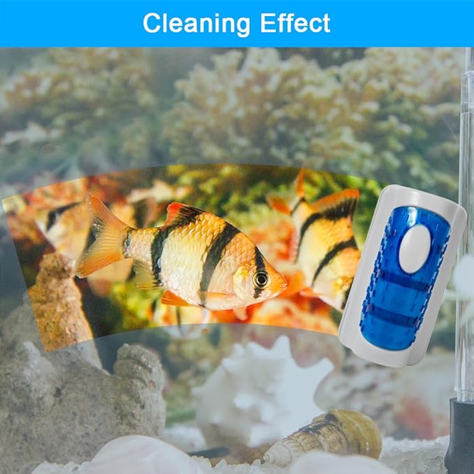 Aquarium Cleaner Fish Tank Glass Cleaner Algae Cleaner Scraper Magnetic Scrubber Algae Clean Brush 2 Pcs, 1 Yr