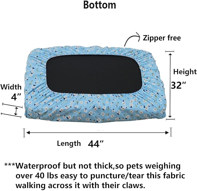 Waterproof Dog Bed Cover Replacement Washable Plastic Slipcover 44x32 inch